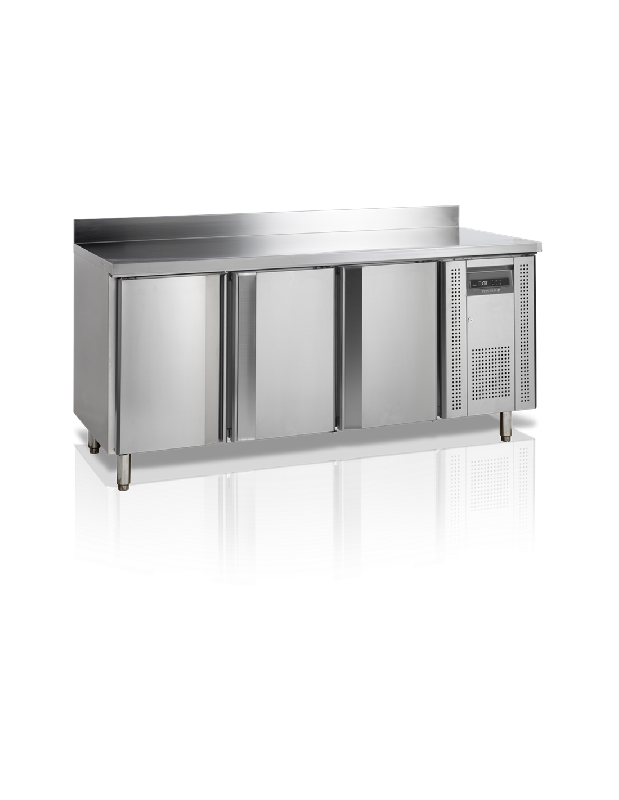 Desserte réfrigérée négative 3 portes adossée - TEFCOLD - Inox - 345L - Classe climatique 4_0