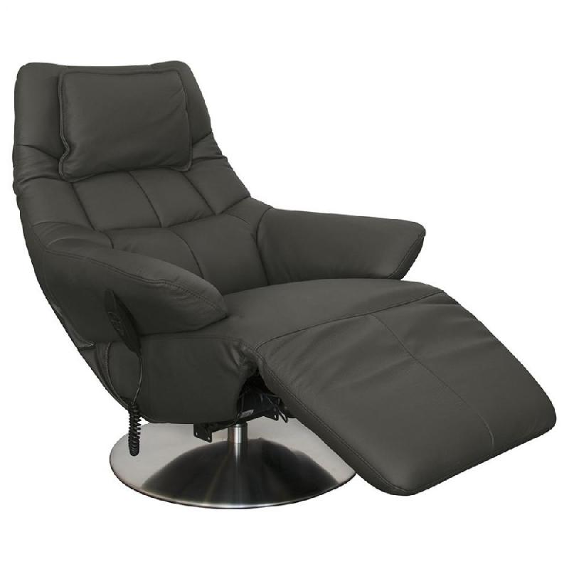 Fauteuil relax électrique KILLEM - bi-moteur, coloris anthracite, piètement pivotant en inox - confort et design élégant_0