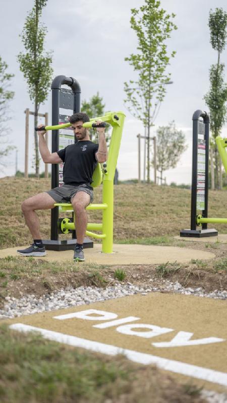 Delt Press, appareil de musculation extérieur avec résistance réglable - Gamme Piston_0