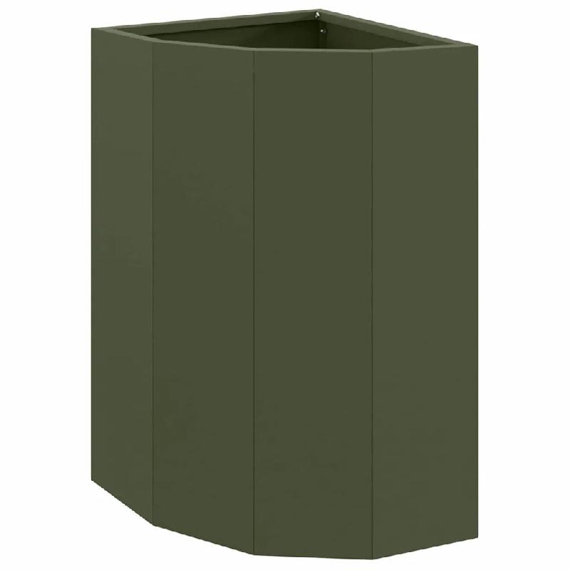 Helloshop26 - Jardinière d'angle moderne 30 x 30 x 50 cm design épuré extérieur en acier vert olive 02_0052918 - vert acier 3000237651041_0