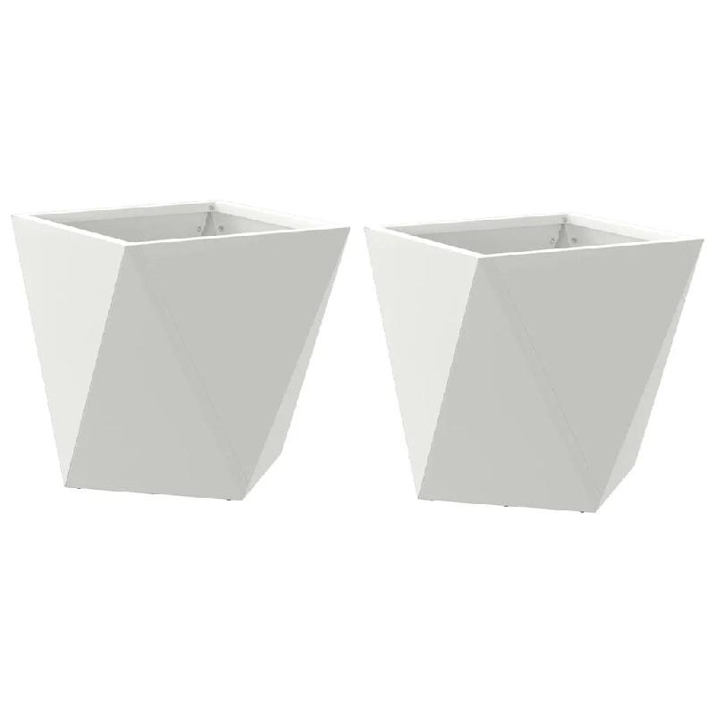 Helloshop26 - Lot de 2 jardinières rectangulaires modernes 30 x 30 x 30 cm pour plantes décoratives en acier blanc 02_0053051 - blanc acier 30002377_0