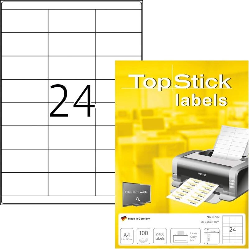 HERMA 2400 étiquettes blanches Top Stick, format 70 x 33,8 mm (100 feuilles A4 / cdt) - 4023145087923_0