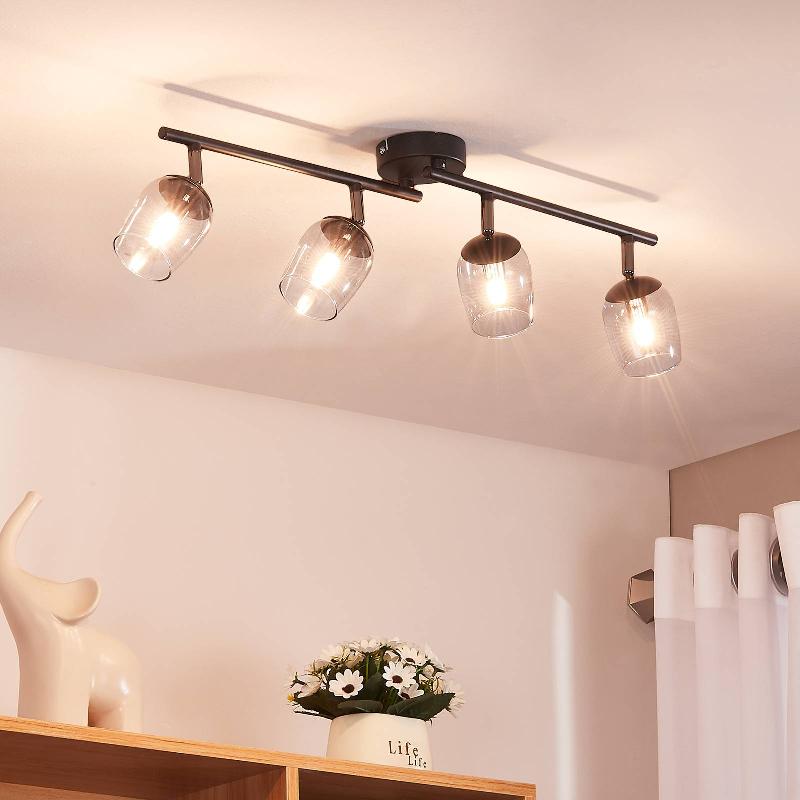 LINDBY SPOT KATJANA, 4 LAMPES, 70,5 CM DE LONG, VERRE FUMÉ