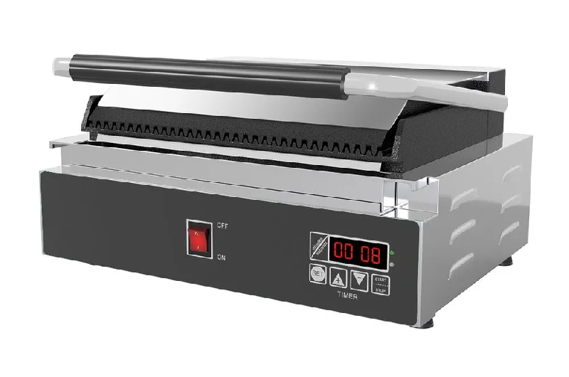 Machine à panini digital grande surface - rainuré en haut et en bas (gril à panini électrique)_0