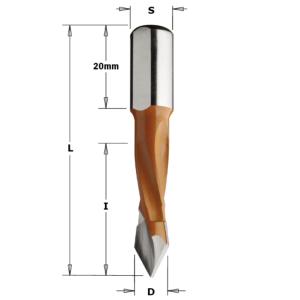 MÈCHE À PERCER CARBURE MULTIBROCHES POUR TROUS DÉBOUCHANT - DIAMÈTRE 5MM - LONGUEUR TOTALE 57.5MM - CMT 374