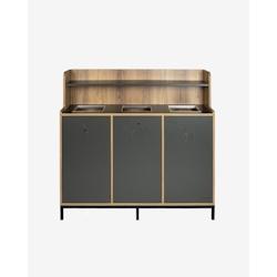 Mobiliara - Meuble de tri Trineo -  Interieur - Mdf finition stratifiée-  3 Bacs 70 Litres - multicolore Bois manufacturé A06481/01_0