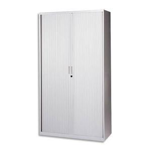 MT International - Armoire haute monobloc en tôle laminée à froid - Corps et rideau gris clair - 100 x 198 x 43 cm_0