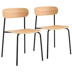 Oviala Business Lot de 2 chaises bois noir - noir acier 111735_0