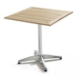 Oviala Business Table de jardin carrée aluminium et bois - Oviala - gris Bois massif 104107_0