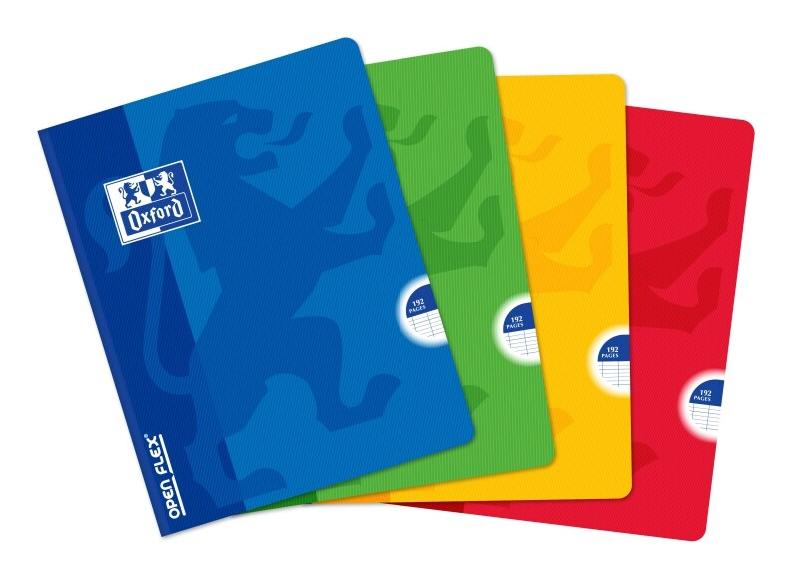 Oxford Lot de 5 Cahier Openflex broché 17x22, 192p./96 feuilles 90g/m², Séyès, coloris assortis (4) - 3147280049767_0