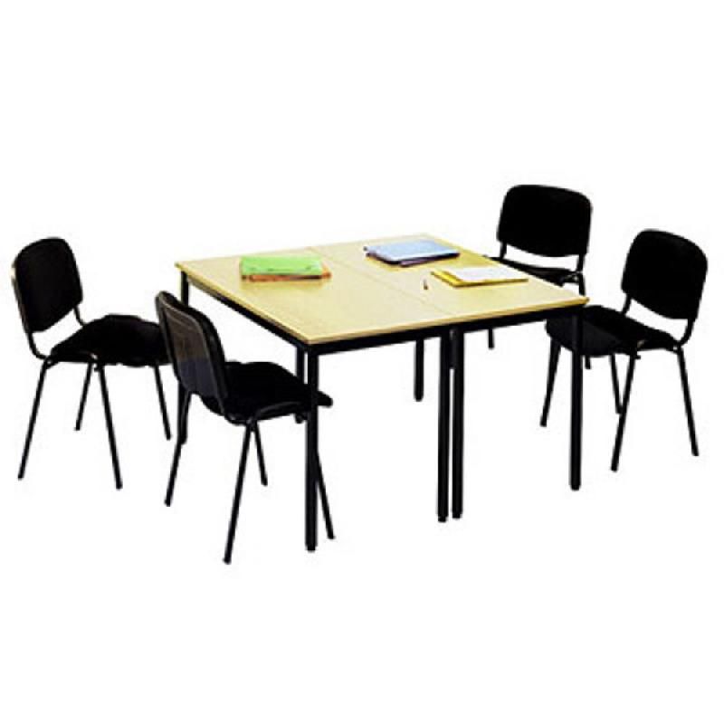 PACK: 2 TABLES POLYVALENTES 120X60CM + 4 CHAISES FIRST NOIR