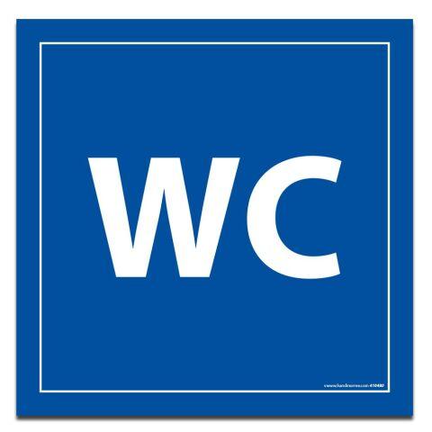 PANNEAU SIGNALÉTIQUE - WC - FOND BLEU (350 X 350 MM, PVC)