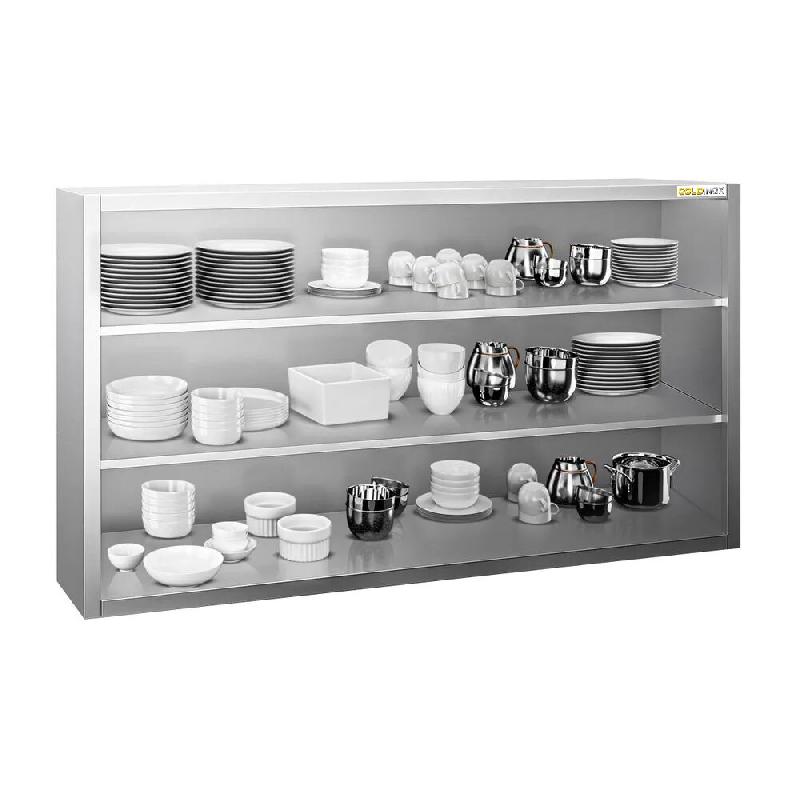 Placard mural inox 1600 x 400 mm / Hauteur 1000 mm ouvert PREMIUM - GOLDINOX - gris inox 3701770819980_0