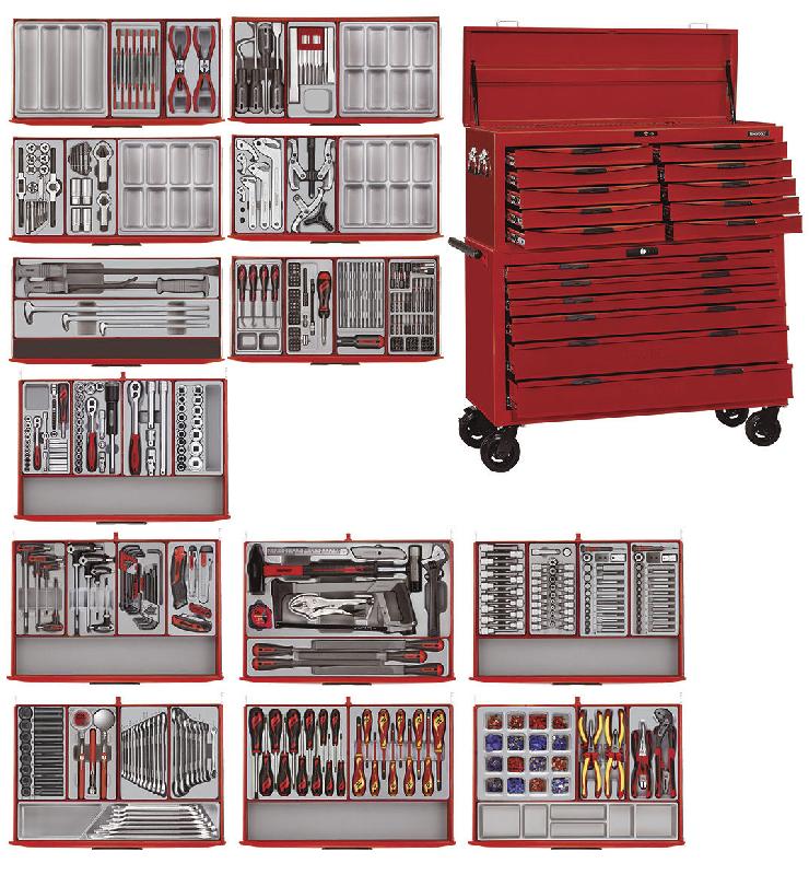 Servante rouge maxi master set 6 tiroirs et coffre superieur Teng Tools TCMM911STK_0