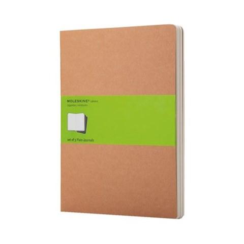 SET DE 3 CAHIERS MOLESKINE KRAFT 19 X 25 CM IVOIRE SANS QUADRILLAGE 120 PAGES