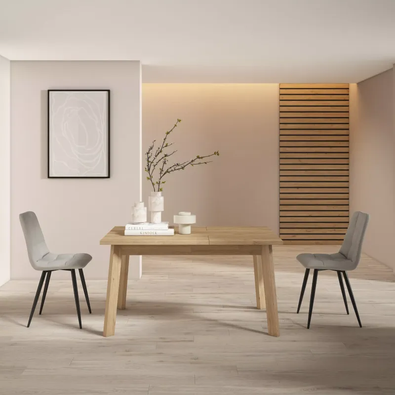 SKRAUT HOME - TABLE À MANGER, MEUBLE SALLE À MANGER, 141X90X74CM, POUR 6 PERSONNES, PIEDS EN BOIS, CHÊNE