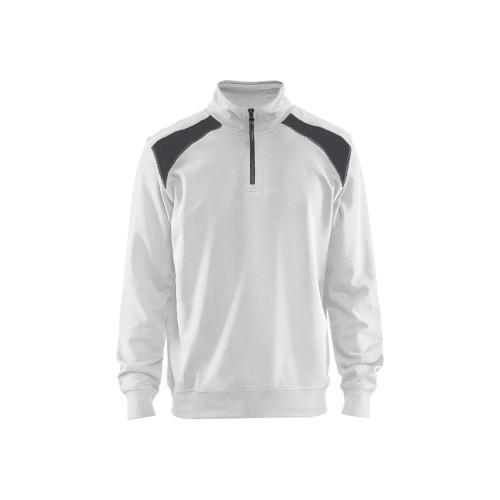 SWEAT CAMIONNEUR AVEC DÉTAILS AUX ÉPAULES - BLANC ET GRIS FONCÉ - L BLAKLADER