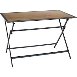 Table pliable en métal anthracite et effet bois Barcelone 110 x 70 cm The Home Deco Factory - gris 3664944658283_0