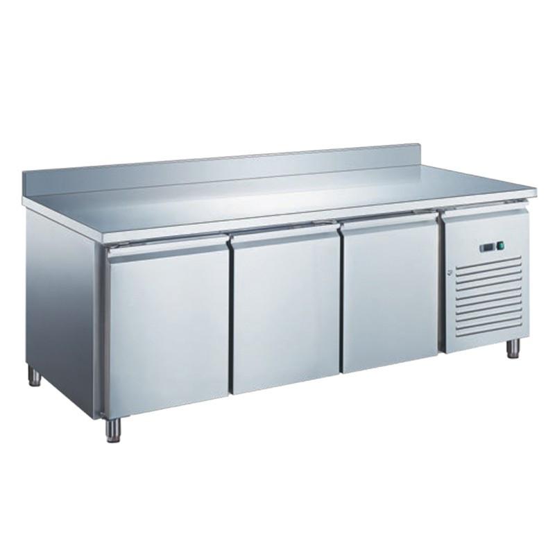 Table réfrigérée inox positive avec évaporateur ventilé - 3 portes - 339 litres - Avec dosseret - SN3201X_0