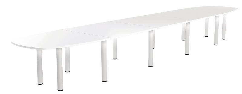 TABLE RÉUNION ELGA PIED TUBE 600 X 113 CM PLATEAU STRATIFIÉ BLANC/BLANC - MANUTAN COLLECTIVITÉS