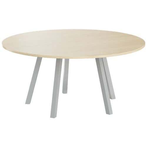 TABLE RÉUNION EVAN Ø 160 CM PIED ALU PLATEAU CHÊNE CLAIR - MBA