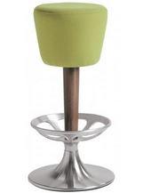 Tabouret de bar Peter - colonne bois avec repose-pieds et base époxy couleur aluminium_0