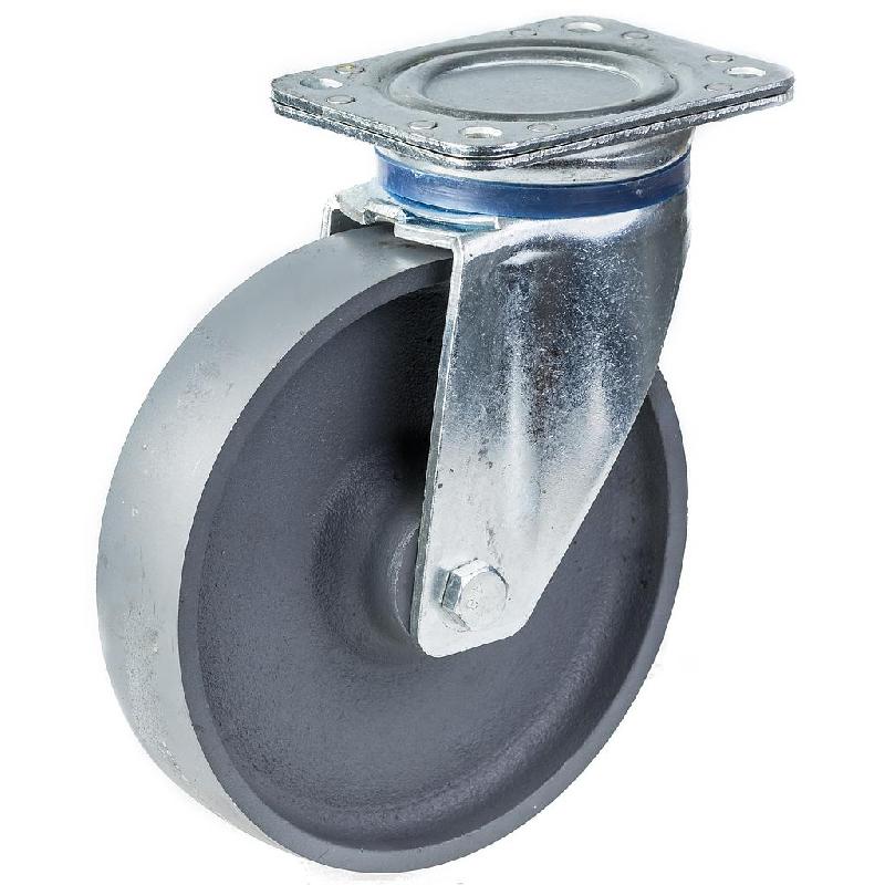 Roulette pivotante de 200 mm avec roue en fonte grise_0