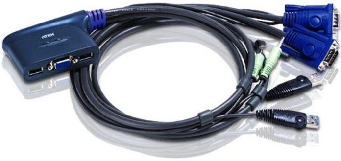 ATEN CS-62US-AT - KVM Switch avec câbles noirs, 2 ports USB et résolution 2048x1536 pixels_0