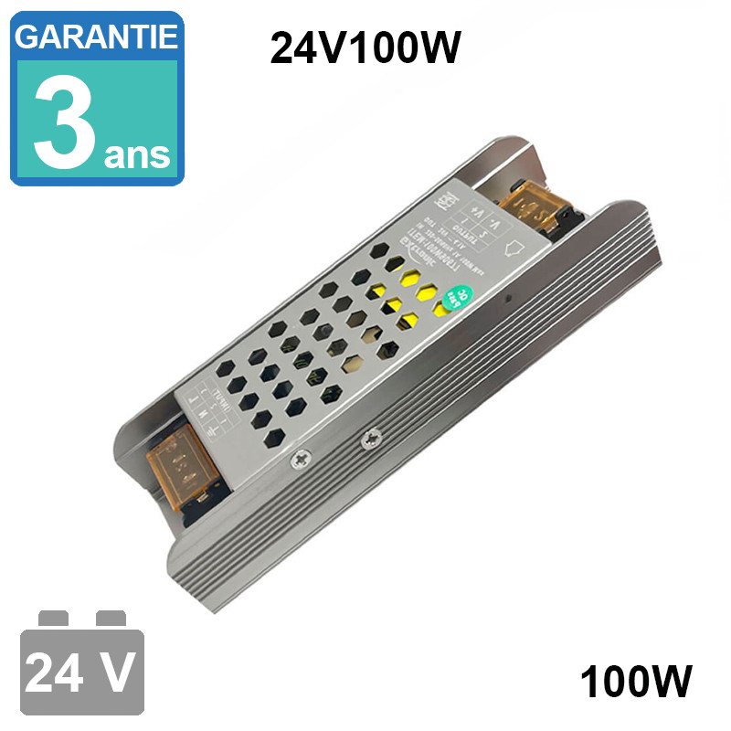 Alimentation 24V continu - 100W - 4.1A - IP20 - boîtier aluminium - Référence 24V100W_0