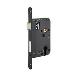 Boitier de serrure encastrable à cylindre pour porte d'entrée, axe 70mm, bouts ronds, noir - THIRARD - noir 3150260172560_0