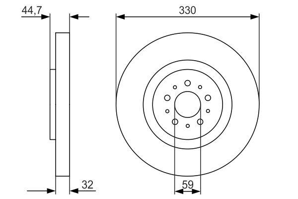 Disque de frein ventilé Bosch 0986479593 - 5 trous - avant - boîte de 1 disque_0