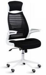 Fauteuil ergonomique en maille - haut dossier Jackpot - repose-tête, accoudoirs en polypropylène, pied métal blanc_0