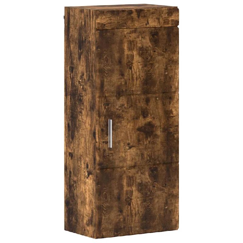 Helloshop26 - Armoire murale de salle de bain avec 2 étagères rangement moderne 37 x 24,5 x 86 cm en bois d'ingénierie chêne fumé 02_0052651 - Bo_0