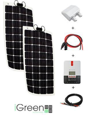 Kit solaire flexible 350W 12-24V - Idéal pour van, camping-car, bateau - Haute performance et durabilité_0