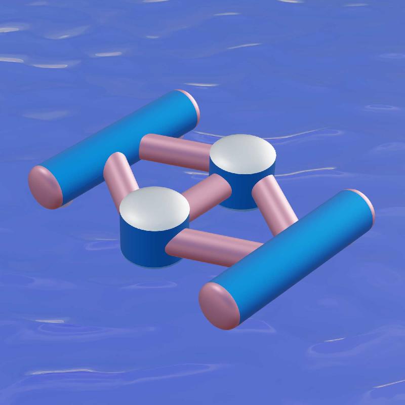 Le saut de grenouille - structure gonflable pour aquapark avec plots centraux et poutres cylindriques_0