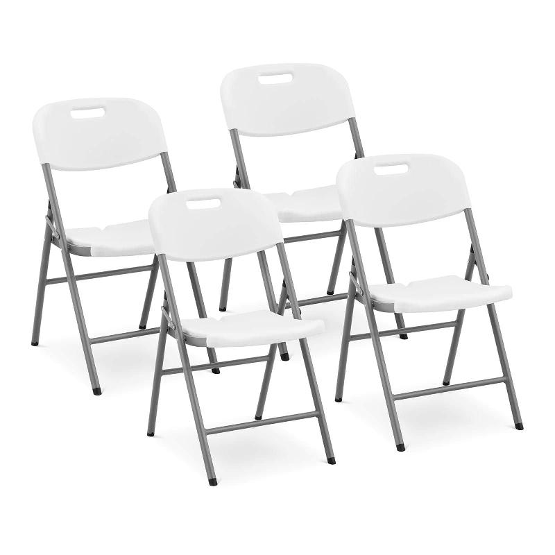 LOT DE 4 CHAISES PLIANTES PLIABLES DE BALCON JARDIN EN PLASTIQUE (180 KG MAX, SIÈGE DE 40 X 38 CM, COLORIS BLANC, ACIER, POLYÉTHYLÈNE (PE-HD)) 14_0004366_0