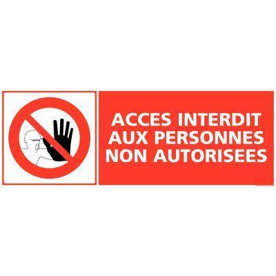 Panneau accès interdit - signalétique à coller - PVC 1,5mm M1 - laminé anti-UV, anti-graffiti - 35x12,5 cm - Bi-Office_0