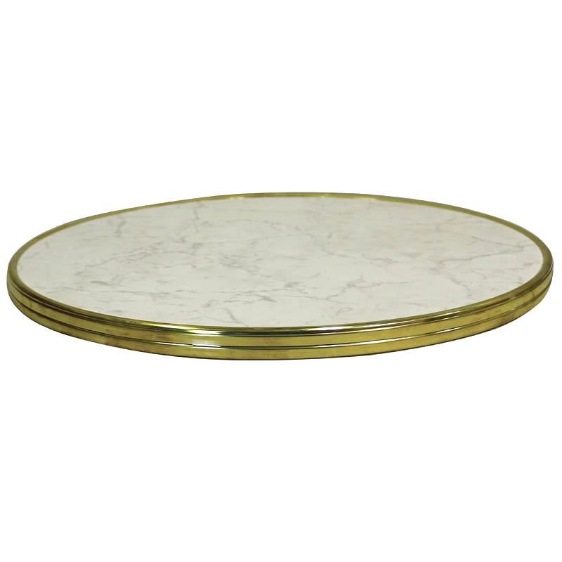 Plateau cerclage laiton Topalit Ø blanc marbré - BLANC_0
