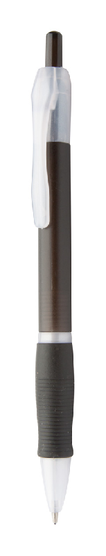 Stylo à bille en plastique avec grip en caoutchouc - encre bleue - couleur noire - 8g_0
