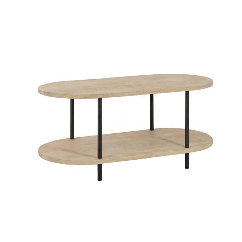 Table basse Datoa - 2 plateaux en bois de manguier et piétement en fer - Style épuré et robuste_0