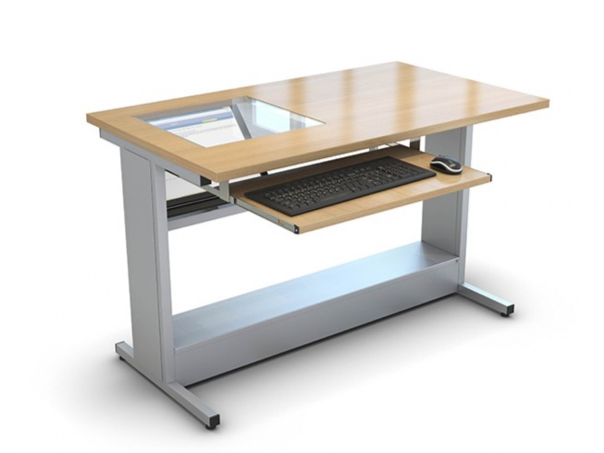 Table informatique avec écran sous vitre pour les salles de formation, les lycées, les magasins - DATA_0