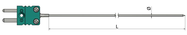 Thermocouple chemisé à pique TM30 - Type K, N, J, T, E, R, S, B - Classe 1 et 2 - Diamètre Ø 1,5 à 3 mm - Température jusqu'à 650°C_0