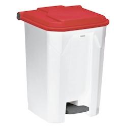 UTILO - Poubelle de tri à pédale 50L blanc/rouge - 54043 - ROSSIGNOL - rouge plastique 54043_0