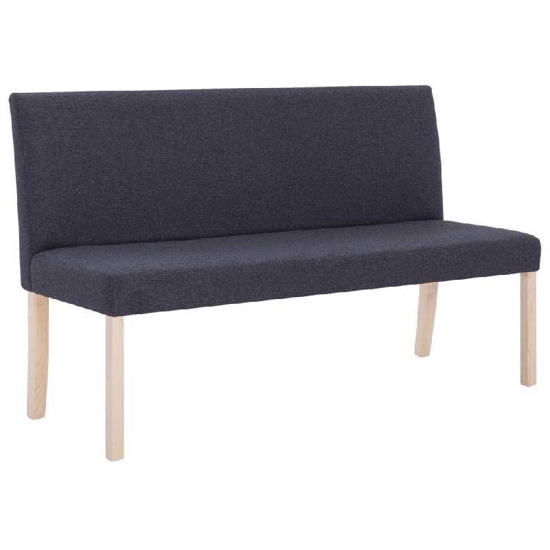 Banc banquette 139,5 cm gris foncé - cadre en pin massif et tissu polyester_0