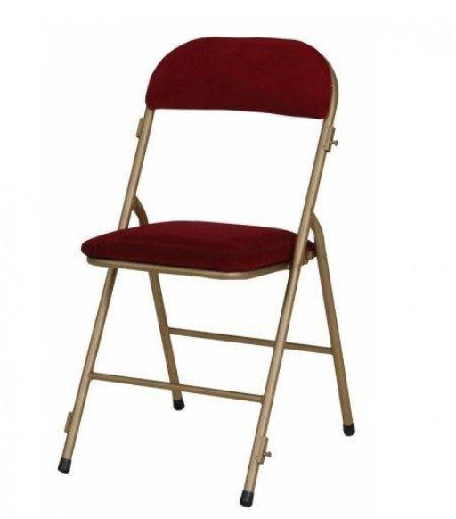 Chaise pliante Opéra Prestige - velours grenat rembourré avec système d'accroche facile - structure en acier doré_0