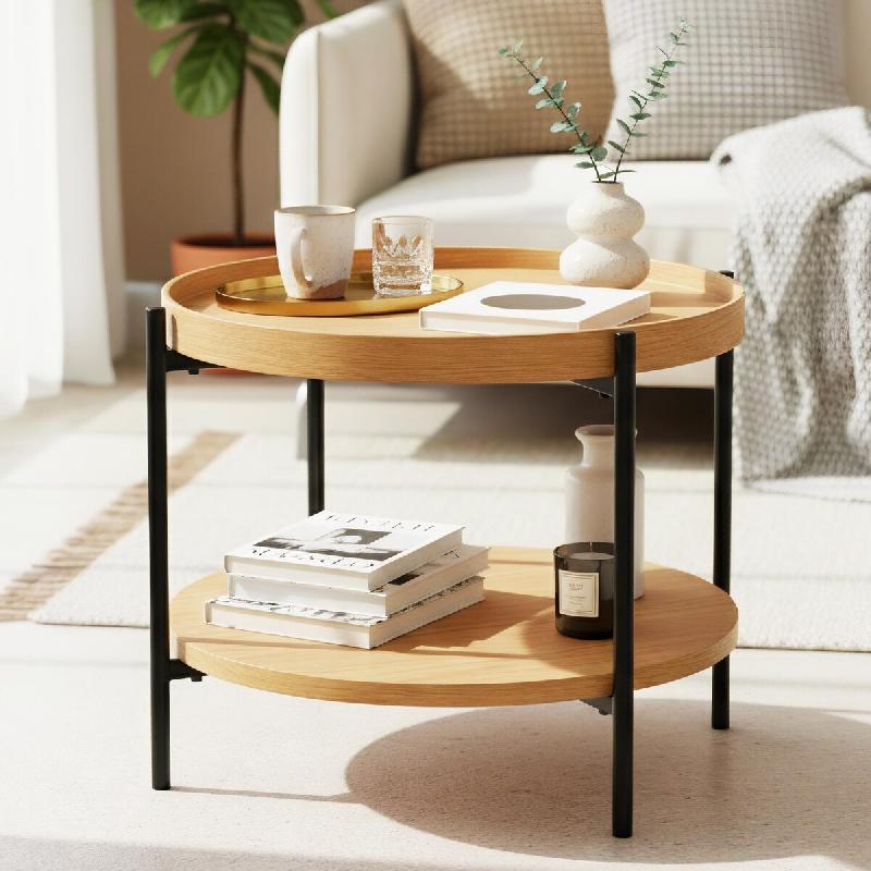 CLP Table basse Corbitan Nature/Ø 50 cm - marron Bois manufacturé 326748_0