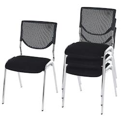 Décoshop26 - Lot de 4 chaises visiteur chaise de conférence empilable assise en tissu/textile noir pieds chrome 04_0007533 - noir 3000262177844_0