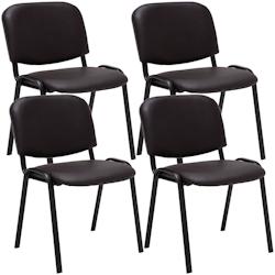 Décoshop26 - Lot de 4 chaises visiteur empilable zone d'attente en PVC marron piètement à 4 pieds en métal noir 10_0003183 - marron 3000251442892_0