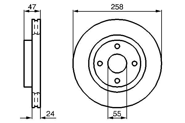 Disque de frein Bosch 0986478989 - ventilé de l'intérieur - boîte de 2 - avant - 4 trous_0