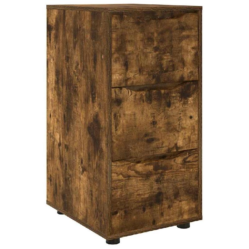 Helloshop26 - Armoire de rangement design minimaliste 40 x 48 x 81 cm avec tiroirs pratiques en bois d'ingénierie chêne fumé 02_0054646 - Bois mass_0